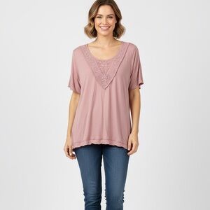 Maurices Mauve Pink Crochet Cold Shoulder 3x Blouse